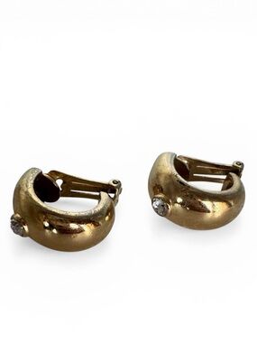 Vintage Christian Dior Gold-Tone Rhinestone Clip-On Earrings